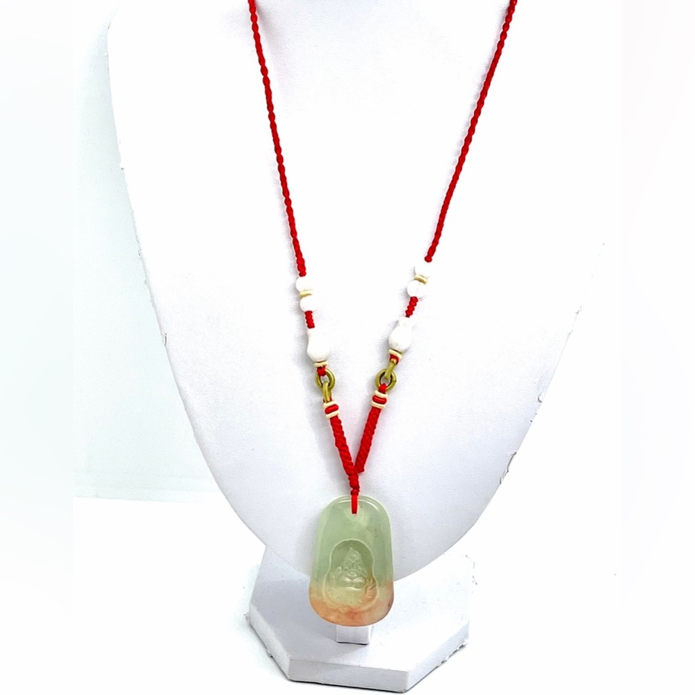 Vintage 27” Jade Buddha Necklace